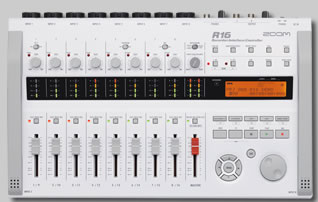 
 Zoom R16 16 track recorder / mixer 
 with 8 inputs 
 